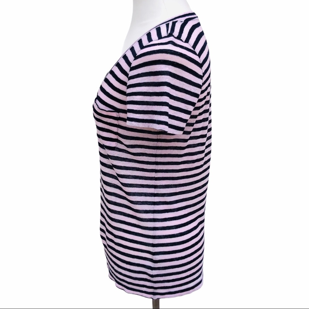 J. Crew Linen V-neck pocket T-shirt in stripe - Picture 4 of 9